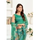 Generic Women's Linen Cotton Printed Ready To Wear Saree With Unstitched Blouse 5.5 Mtr (Green)