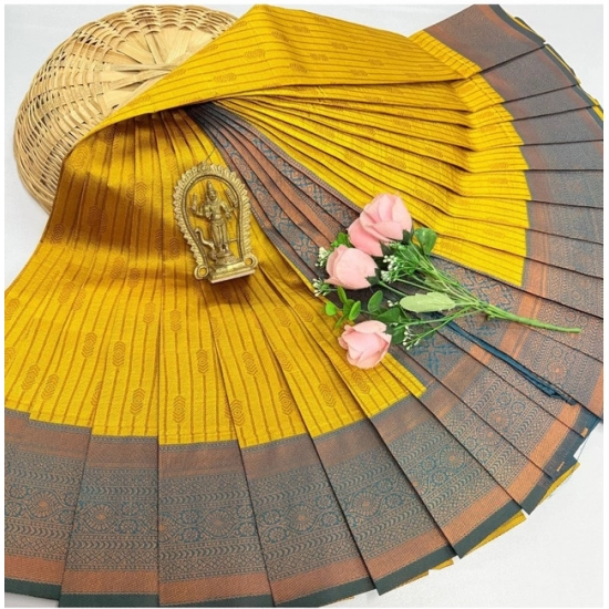 Generic Women's Soft Silk Printed Saree With Unstitched Blouse 5.5Mtr (Golden Yellow)