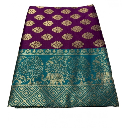 Generic Women's Jacquard Printed Saree With Unstitched Blouse 5.5Mtr (Purple) Generic Women's Jacquard Printed Saree With Unstitched Blouse 5.5Mtr (Purple)