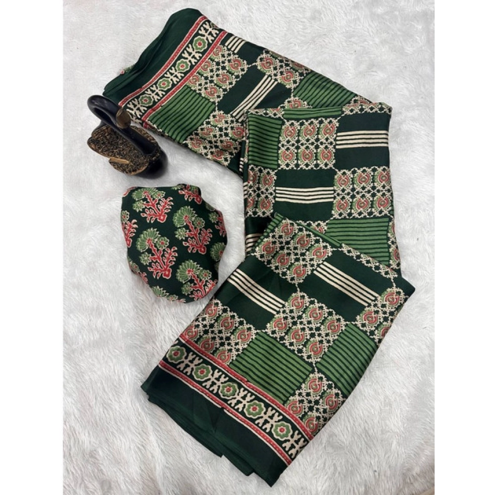 Generic Women's Gajji Soft Silk Printed Saree With Unstitched Blouse 5.5Mtr (Green) Generic Women's Gajji Soft Silk Printed Saree With Unstitched Blouse 5.5Mtr (Green)