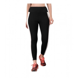Generic Women's Polyester Solid Ankle length High Waisted Tights (Black)