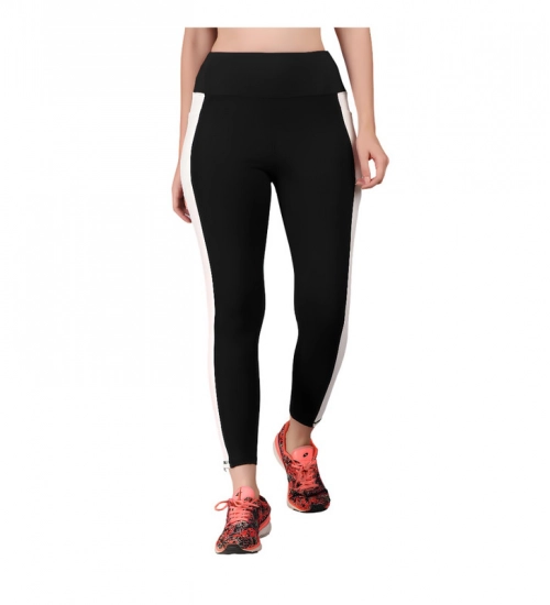 Generic Women's Polyester Solid Ankle length High Waisted Tights (Black)
