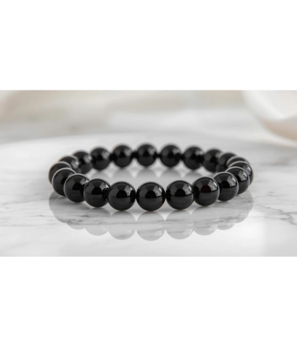 Generic Natural Crystal 8mm Black Obsidian Bracelet (Black)