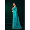 Generic Women's Net Sequence Saree With Unstitched Blouse 5.5Mtr (Turquoise)