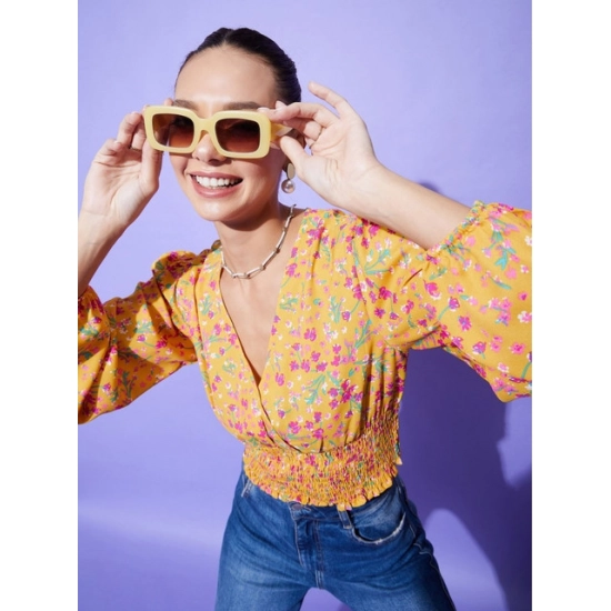 Generic Women's Polyester Floral Long Sleeves Top (Multicolor) Generic Women's Polyester Floral Long Sleeves Top (Multicolor)