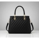 Women's PU Leather Solid Shoulder Zipper Handbag (Black)