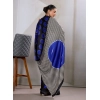 Generic Women's Satin Crepe Printed Saree With Unstitched Blouse 5.5Mtr (Blue)