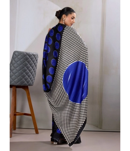 Generic Women's Satin Crepe Printed Saree With Unstitched Blouse 5.5Mtr (Blue) Generic Women's Satin Crepe Printed Saree With Unstitched Blouse 5.5Mtr (Blue)