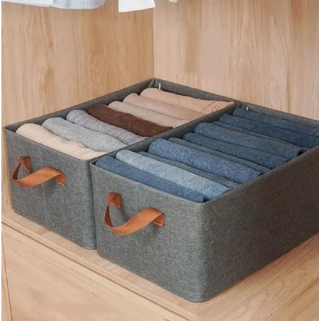 Generic Polypropylene The Foldable Cloth Organizer Box With Handle (Multicolor)