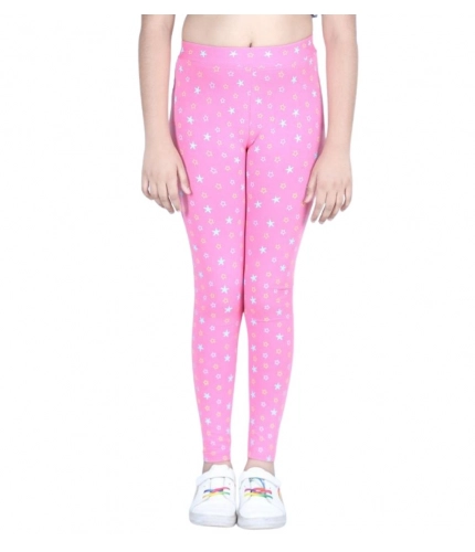 Generic Girl's Cotton Lycra Printed Elasticated Leggings (Pink) Generic Girl's Cotton Lycra Printed Elasticated Leggings (Pink)