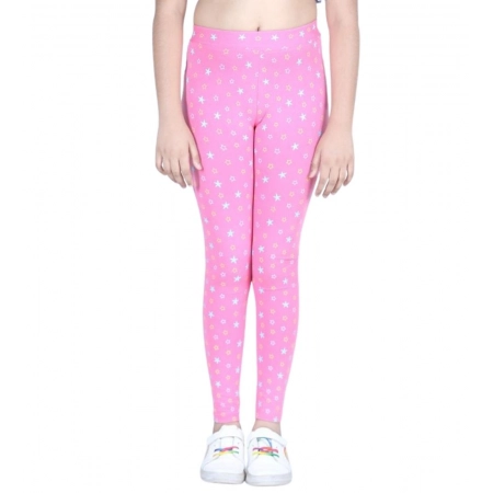 Generic Girl's Cotton Lycra Printed Elasticated Leggings (Pink) Generic Girl's Cotton Lycra Printed Elasticated Leggings (Pink)