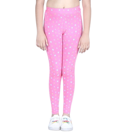 Generic Girl's Cotton Lycra Printed Elasticated Leggings (Pink) Generic Girl's Cotton Lycra Printed Elasticated Leggings (Pink)