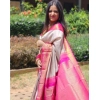 Generic Women's Soft Lichi Silk Printed Saree With Unstitched Blouse 5.5Mtr (Grey)