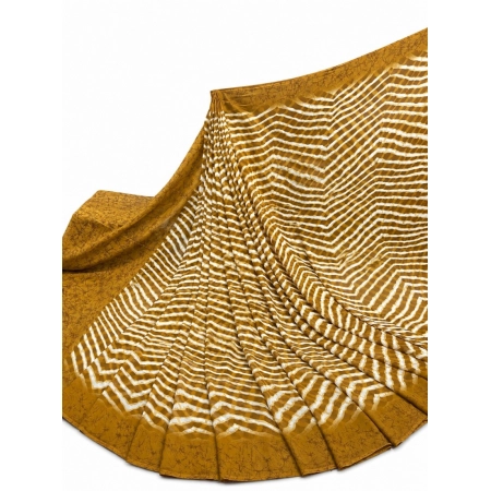 Generic Women's Georgette Printed Saree With Unstitched Blouse 5.5Mtr (Mustard-Yellow)