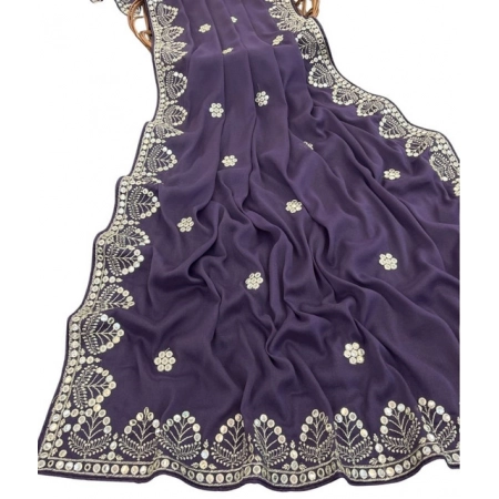 Generic Women's Georgette Embellished Saree With Unstitched Blouse 5.5Mtr (Levander) Generic Women's Georgette Embellished Saree With Unstitched Blouse 5.5Mtr (Levander)