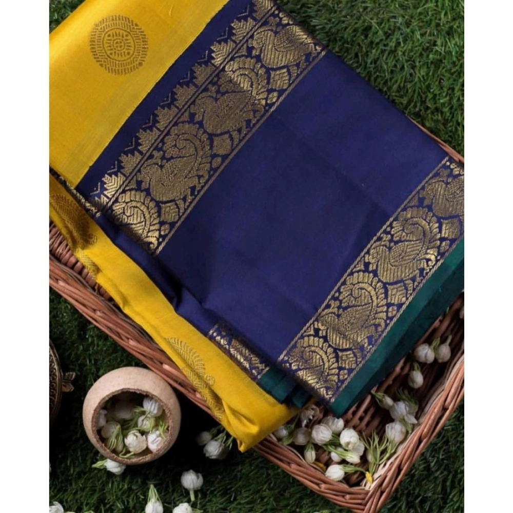 Generic Women's Soft Litchi Silk Jacquard Work Saree With Unstitched Blouse 5.5Mtr (Yellow) Generic Women's Soft Litchi Silk Jacquard Work Saree With Unstitched Blouse 5.5Mtr (Yellow)