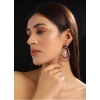 Generic Women's Brass Silver Plated Chandbali Earrings (Red)