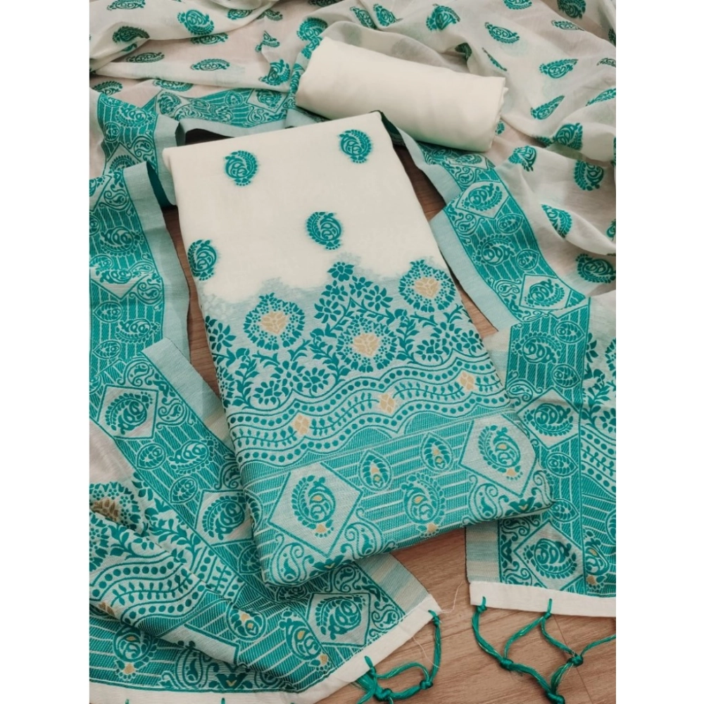 Generic Women's Banarasi Silk Printed Unstitched Salwar Suit Material With Dupatta (Teal, 3Mtrs) Generic Women's Banarasi Silk Printed Unstitched Salwar Suit Material With Dupatta (Teal, 3Mtrs)