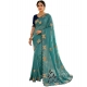 Generic Women's Star Georgette Embellished Saree With Unstitched Blouse 5.5Mtr (Blue)