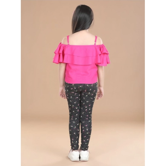 Generic Girl's Cotton Floral Elasticated Jegging and Top Set (Pink) Generic Girl's Cotton Floral Elasticated Jegging and Top Set (Pink)