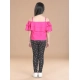 Generic Girl's Cotton Floral Elasticated Jegging and Top Set (Pink) Generic Girl's Cotton Floral Elasticated Jegging and Top Set (Pink)