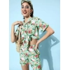 Generic Women's Polyester Floral Short Sleeve Co-Ord Set (Multicolor)