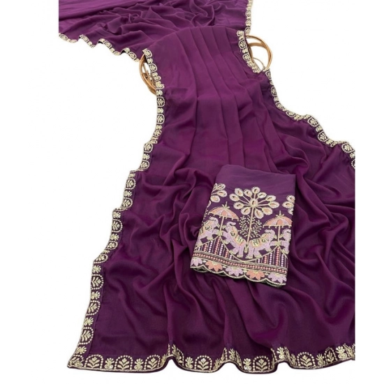 Generic Women's Art Silk Embroidered Saree With Unstitched Blouse 5.5Mtr (Purple) Generic Women's Art Silk Embroidered Saree With Unstitched Blouse 5.5Mtr (Purple)