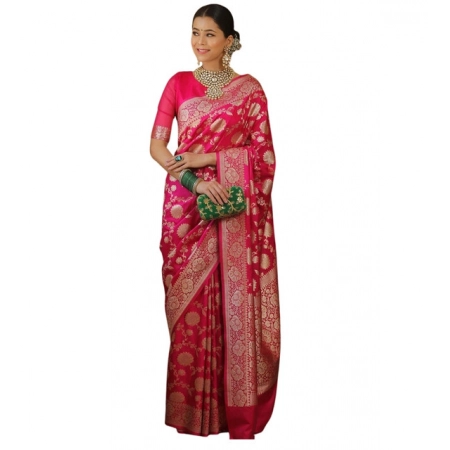 Generic Women's Jacquard Printed Saree With Unstitched Blouse 5.5Mtr (Pink) Generic Women's Jacquard Printed Saree With Unstitched Blouse 5.5Mtr (Pink)