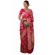 Generic Women's Jacquard Printed Saree With Unstitched Blouse 5.5Mtr (Pink)