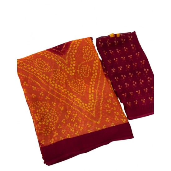 Generic Women's Georgette Bandhani Printed Saree With Unstitched Blouse 5.5Mtr (Orange-Maroon) Generic Women's Georgette Bandhani Printed Saree With Unstitched Blouse 5.5Mtr (Orange-Maroon)