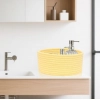 Generic Cotton 8x3 Inch Round 1 Pcs Bedside Organizer With Out Lid (Yellow)