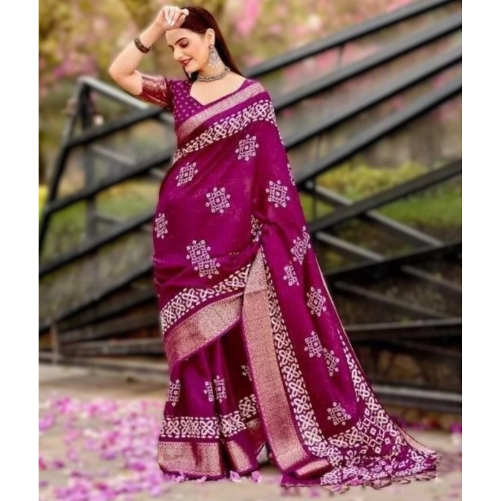 Generic Women's Cotton Silk Printed Saree With Unstitched Blouse 5.5Mtr (Wine) Generic Women's Cotton Silk Printed Saree With Unstitched Blouse 5.5Mtr (Wine)