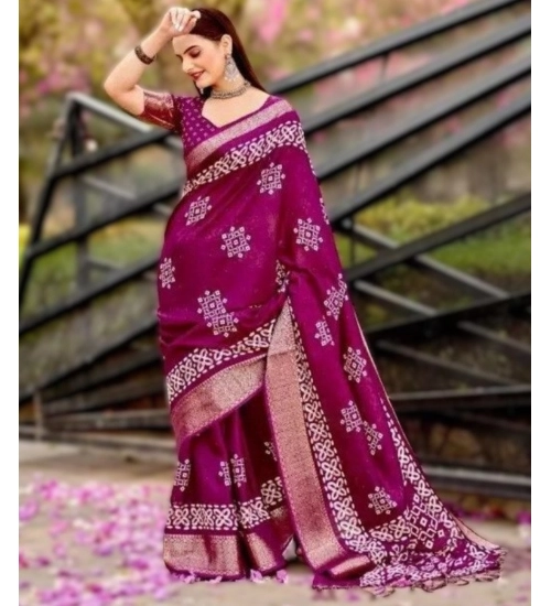 Generic Women's Cotton Silk Printed Saree With Unstitched Blouse 5.5Mtr (Wine) Generic Women's Cotton Silk Printed Saree With Unstitched Blouse 5.5Mtr (Wine)