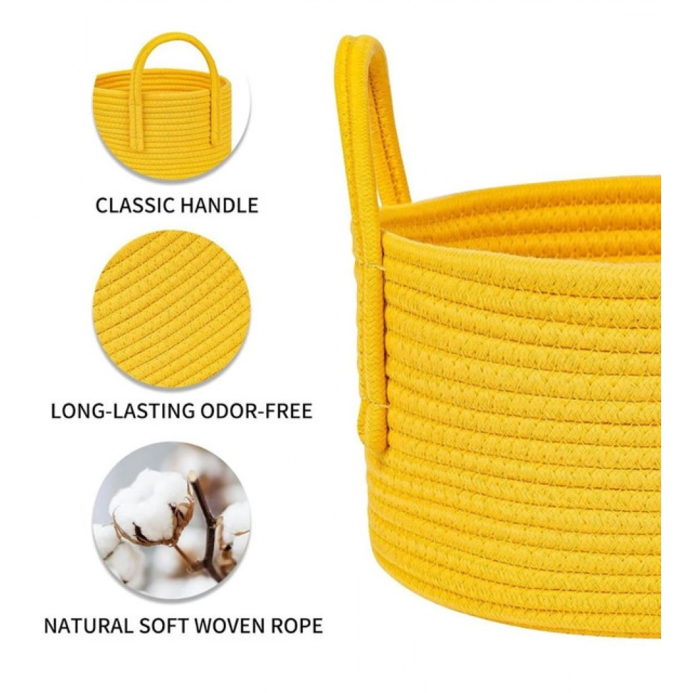 Generic Cotton Pack Of_1 Basket 7x5 Inch Storage Basket For Clothes (Yellow) Generic Cotton Pack Of_1 Basket 7x5 Inch Storage Basket For Clothes (Yellow)