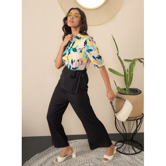 Generic Women's Polyester Floral Half Sleeves Jumpsuit (Multicolor) Generic Women's Polyester Floral Half Sleeves Jumpsuit (Multicolor)