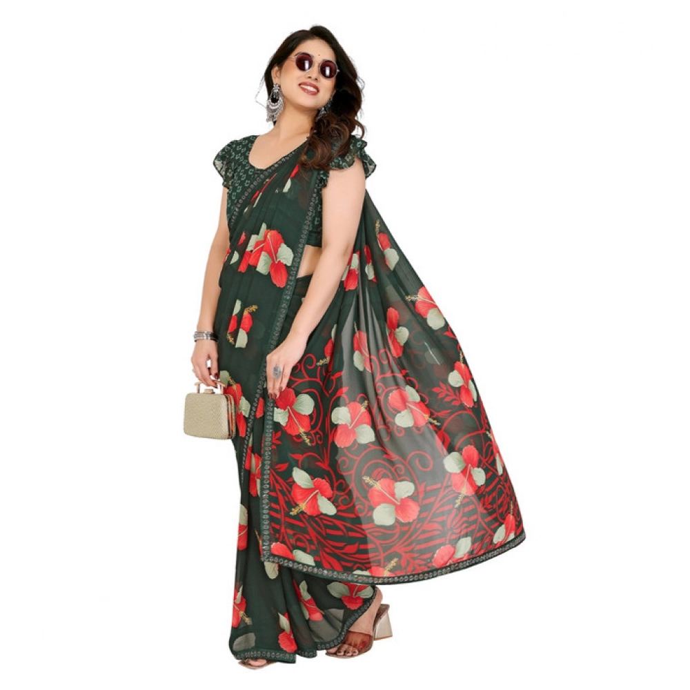 Generic Women's Georgette Printed Saree With Unstitched Blouse 5.5Mtr (Green) Generic Women's Georgette Printed Saree With Unstitched Blouse 5.5Mtr (Green)