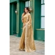 Generic Women's Faux Shimmer Geometric Ready to wear Saree With Unstitched Blouse 5.5Mtr (Beige) Generic Women's Faux Shimmer Geometric Ready to wear Saree With Unstitched Blouse 5.5Mtr (Beige)