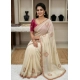 Generic Women's Star Georgette Embroidered Saree With Unstitched Blouse 5.5Mtr (Cream)