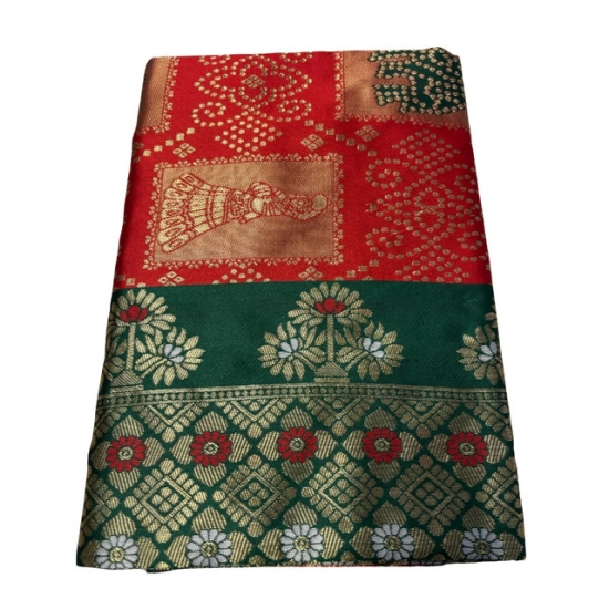 Generic Women's Jacquard Printed Saree With Unstitched Blouse 5.5Mtr (Red) Generic Women's Jacquard Printed Saree With Unstitched Blouse 5.5Mtr (Red)
