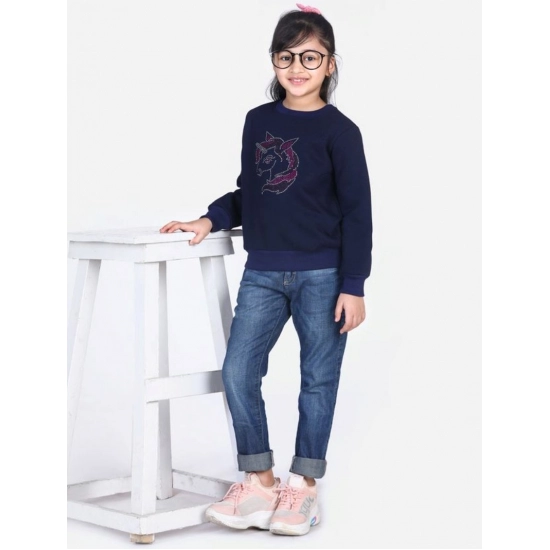 Generic Girl's Fleece Embellished Long Sleeves Sweatshirt (Navy Blue) Generic Girl's Fleece Embellished Long Sleeves Sweatshirt (Navy Blue)