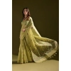 Generic Women's Blended_Cotton Floral Saree With Unstitched Blouse 5.5Mtr (Light_Green)