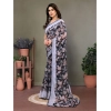 Generic Women's Chiffon Printed Saree With Unstitched Blouse 5.5Mtr (Grey)