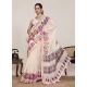 Generic Women's Linen Floral Printed Saree With Unstitched Blouse 5.5Mtr (Cream) Generic Women's Linen Floral Printed Saree With Unstitched Blouse 5.5Mtr (Cream)