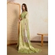 Generic Women's Viscose Printed Saree With Unstitched Blouse 5.5Mtr (Light Green)