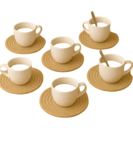 Generic Cotton Rope Drink Coasters 6 Pcs Set (Beige)