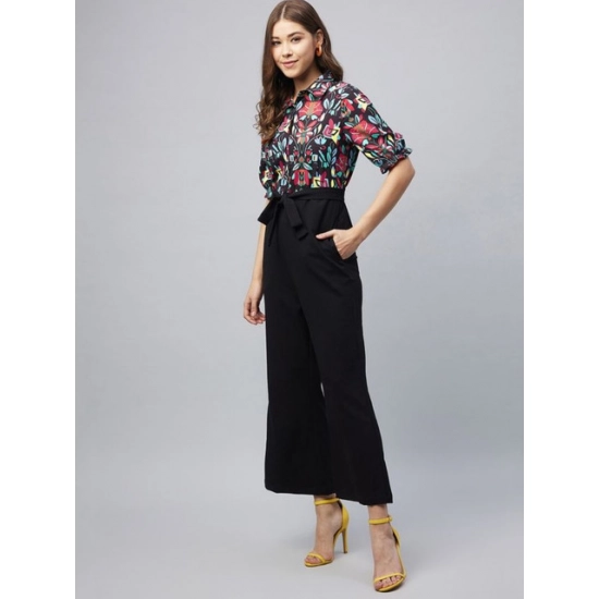 Generic Women's Polyester Floral Short Sleeve Jumpsuit (Multicolor) Generic Women's Polyester Floral Short Sleeve Jumpsuit (Multicolor)