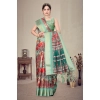 Generic Women's Cotton Silk  Printed Saree With Unstitched Blouse 5.5Mtr (Light Green)