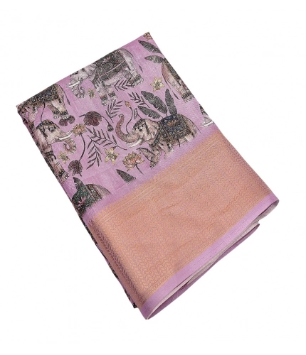 Generic Women's Cotton Silk Printed Saree With Unstitched Blouse 5.5Mtr (Pink)