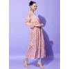 Generic Women's Polyester Floral Long Sleeves Shrug (Peach)