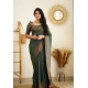 Generic Women's Litchi silk Printed Saree With Unstitched Blouse (Green)